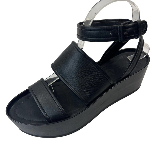 Vince Shoes - Vince Black Leather Platform Sandals Sz 9M EUR 40 Strappy Ankle Strap Slingback